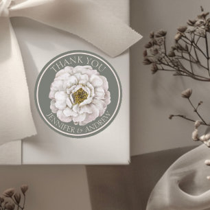 Boho Ecru Waterverf Floral Wedding Favor Ronde Sticker