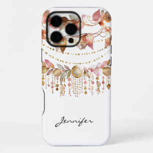 Boho Edelsteen Herfstblad Native American iPhone 16 Pro Max Hoesje