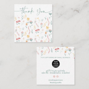 Boho editable floral patroon order bedankt vierkante visitekaartje