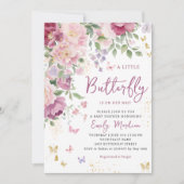 Boho Een Kleine Vlinder Bloemen Meisje Baby shower Kaart (Voorkant)