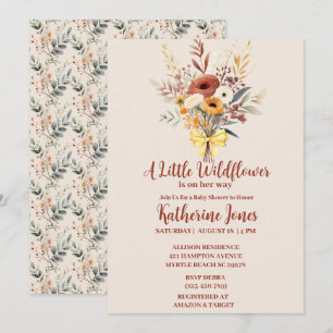 Boho Een Kleine Wildflower Meisje Baby shower Kaart