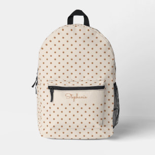 Boho Eenvoudig Modern Neutraal Stip Beige Naam Bedrukte Rugzak