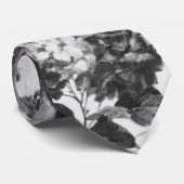 Boho , eenvoudig zwart wit floreel stropdas (Opgerold)