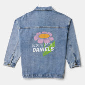 Boho eenvoudige bloem toekomst mevrouw achternaam denim jacket (Achterkant)