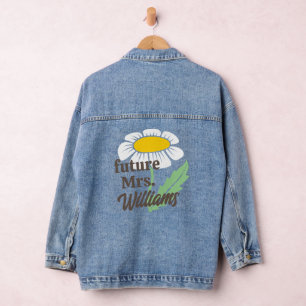 Boho eenvoudige Daisy toekomst mevrouw achternaam  Denim Jacket
