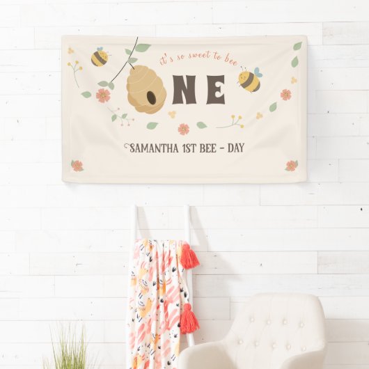 Boho Eerste bijendag 1e bijenverjaardag Spandoek (Insitu)