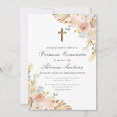 Boho eerste communie uitnodiging in het Spaans (Voorkant)