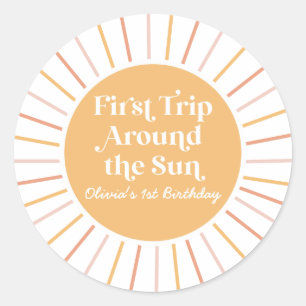 Boho Eerste Reis Rond de Zon 1e verjaardag Ronde Sticker