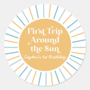 Boho Eerste Reis Rond de Zon 1e verjaardag Ronde Sticker