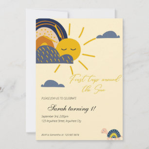 boho eerste reis rond de zon op 1 verjaardag kaart