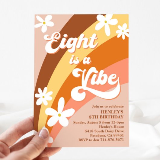 Boho Eight is een Vibe Retro Daisies Rainbow Kaart