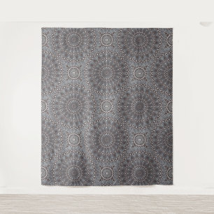 Boho Elegant Classy Gray Silver  Mandala Wandkleed