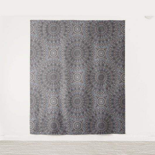 Boho Elegant Classy Gray Silver Mandala Wandkleed (Voorkant)