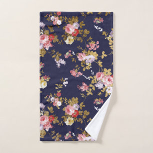 Boho élégant d'or de rose de bleu marine floral