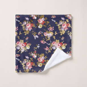 Boho élégant d'or de rose de bleu marine floral