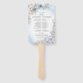 Boho Elegant Dusty Blue en Ivory Bloemen bruiloft Handwaaier (Achterkant)