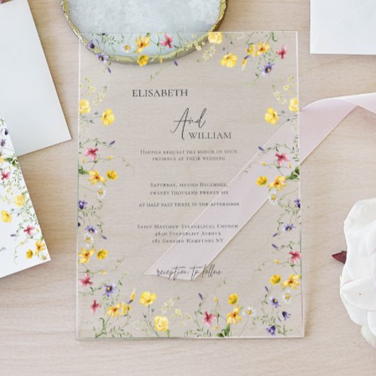 Boho Elegant Fleur sauvage Faire-part de mariage