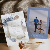 Boho Elegant Frame Beach Blue Faire-part de mariag