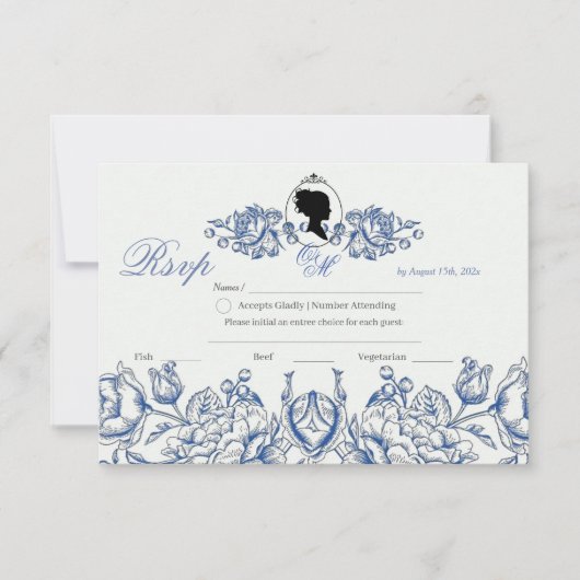 Boho Elegant Garden Flora Dusty Blue RSVP (Devant)