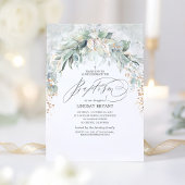 Boho Elegant Gold Glitter Greenery Baptisme Kaart