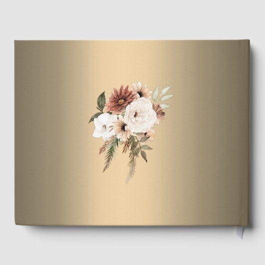 Boho Elegant Goud en Wildbloemen Bruiloft Gastenboek (Achterkant)