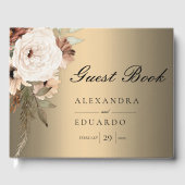 Boho Elegant Goud en Wildbloemen Bruiloft Gastenboek (Voorkant)