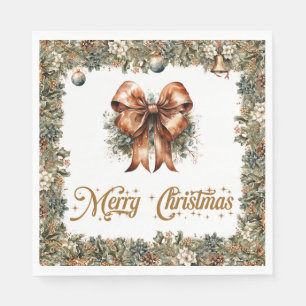 Boho Elegant groen en goud kerstlint Servet