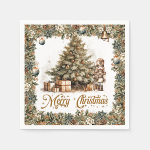 Boho Elegant groen Kerstboom Notenkraker Servet