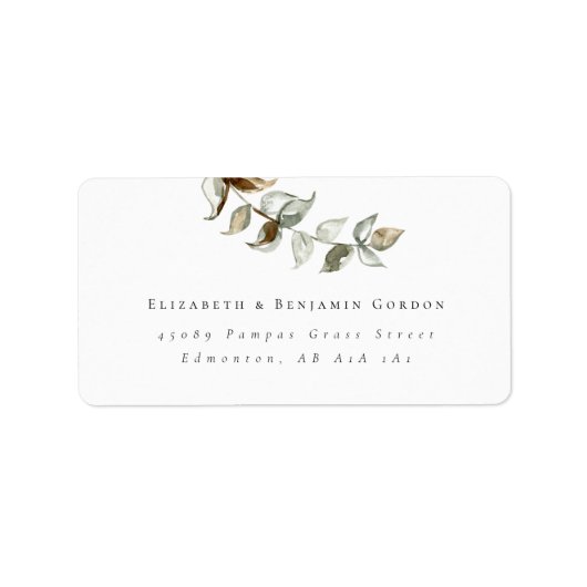Boho Elegant Modern Bohemian Foliage Pampas Grass Etiket (Voorkant)