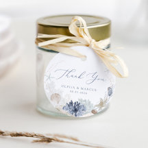 Boho Elegant Ocean Beach Blauw Bruiloft Dank u