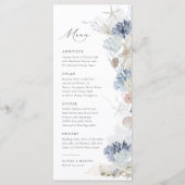 Boho Elegant Ocean Beach Koraal Blauw Bruiloft Menu (Voorkant)