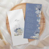Boho Elegant Ocean Beach Koraal Blauw Bruiloft Menu