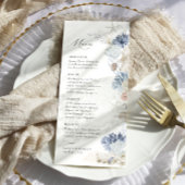 Boho Elegant Ocean Beach Koraal Blauw Bruiloft Menu