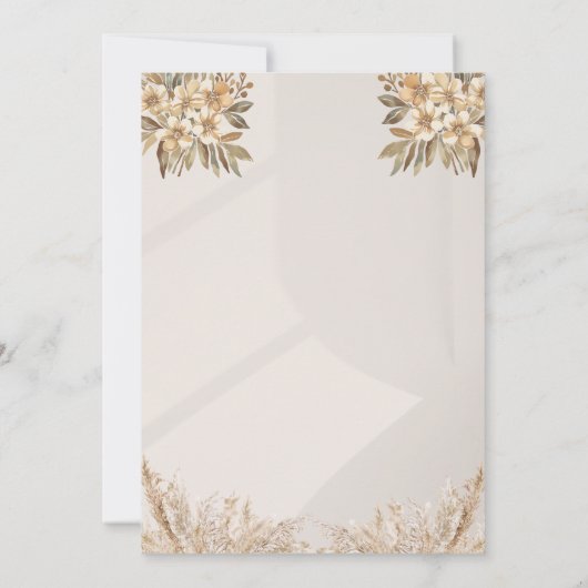 Boho Elegant Rustic Floral Mariage Carte de remerc (Dos)