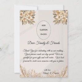 Boho Elegant Rustieke Bloemen Huwelijk Dank u kaar Bedankkaart