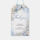 Boho Elegant Stoffig Blauw en Ivoor Vrijgezellenfe Cadeaulabel (Achterkant)