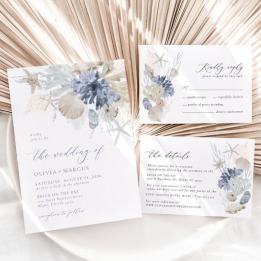 Boho Élégant Sur La Faire-part de mariage Bleue Pl