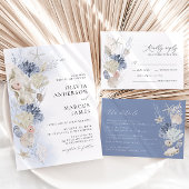 Boho Élégant Sur La Faire-part de mariage Bleue Pl