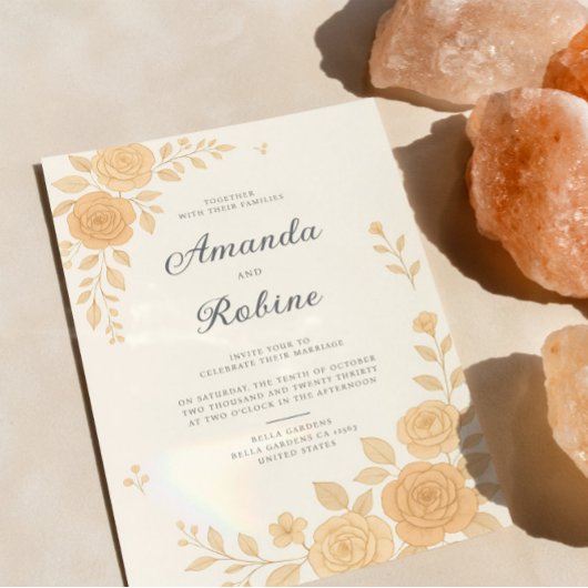 Boho Elegant Terre Tone Floral Faire-part de maria