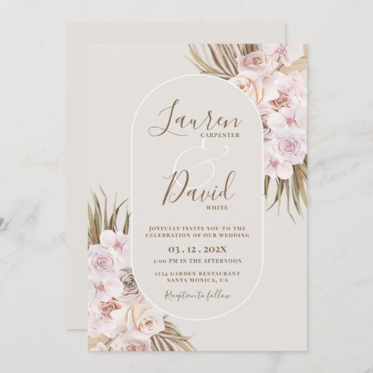 Boho Elegant Wedding Invitation (Devant / Derrière)