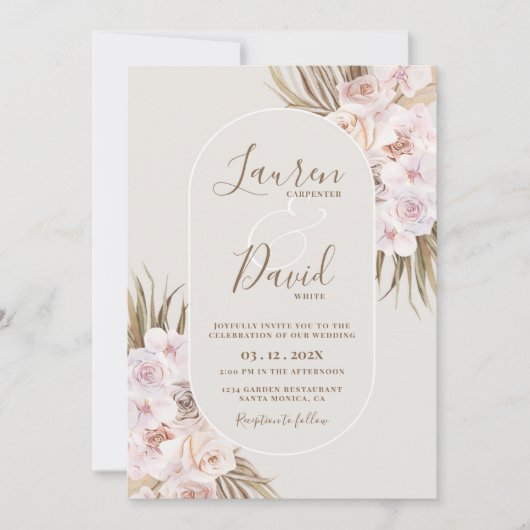 Boho Elegant Wedding Invitation Kaart (Voorkant)