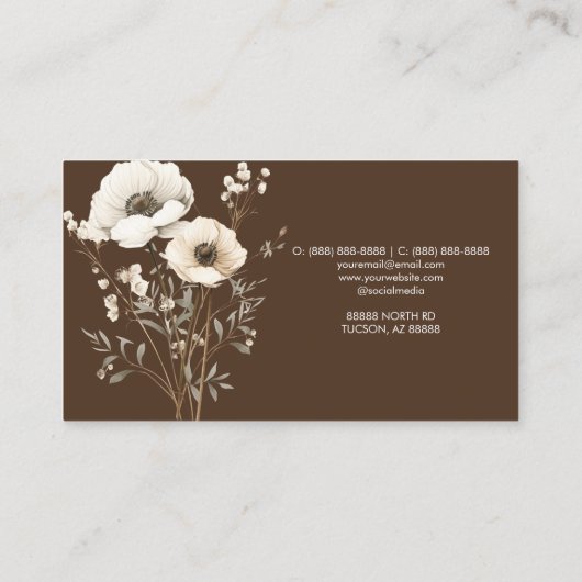 Boho Elegant Wildflower Wilde Bloem Floral Custom Visitekaartje (Achterkant)