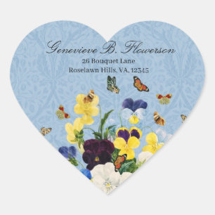 Boho Elegante lente Pansies Daffodils Vlinders Hart Sticker