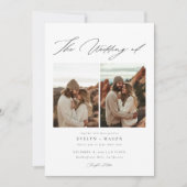 Boho Elegante Script QR Code Foto Budget Bruiloft Kaart (Voorkant)