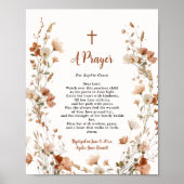 Boho Elegante Wildflower Dusty Roos Doopsgebed Poster (Voorkant)