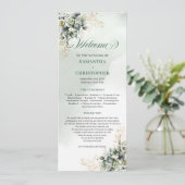 Boho Elegantie Salie Groene Eucalyptus Trouwprogra Programma (Staand voorkant)