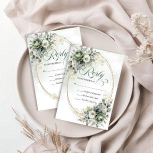 Boho Elegantie Waterverf Eucalyptus Groenelementen RSVP Kaartje