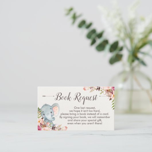 Boho elephant baby shower book request insert informatiekaartje (Staand voorkant)
