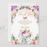 Boho Elephant Blush Pink Paars Floral Baby shower