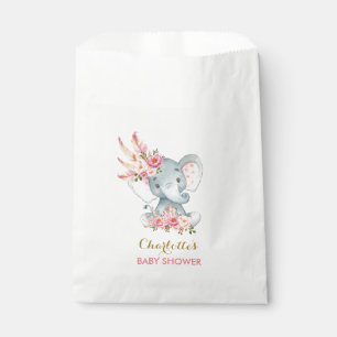 Boho Elephant Bohemian Pink Floral Baby shower Bedankzakje